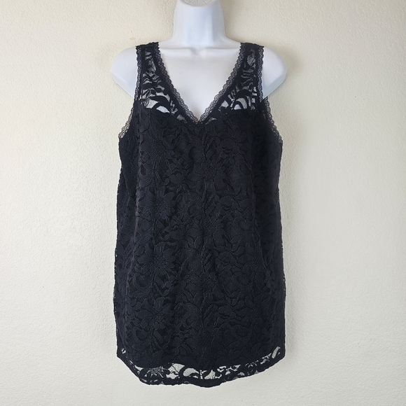 NWT Torrid Stretch Lace V-Neck Tank Black Sleeveless Top Shell Plus Size 1X - Picture 3 of 14